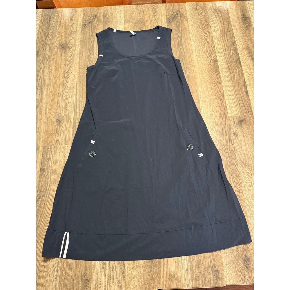 Indies Sleeveless Shift Dress Womens 4 Black Ladies Button Detail Mini Excellent